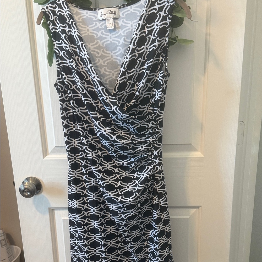Joseph Ribkoff Black and White Chain Print Midi Dress sz8